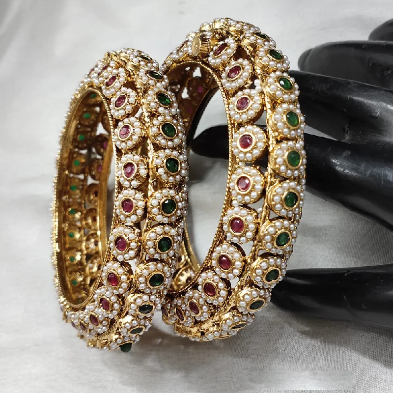 Don't Miss Our Biggest Jewelry Sale Of The Season Lucentarts Jewellery Gold Plated Kundan And Pearl Bangles Set