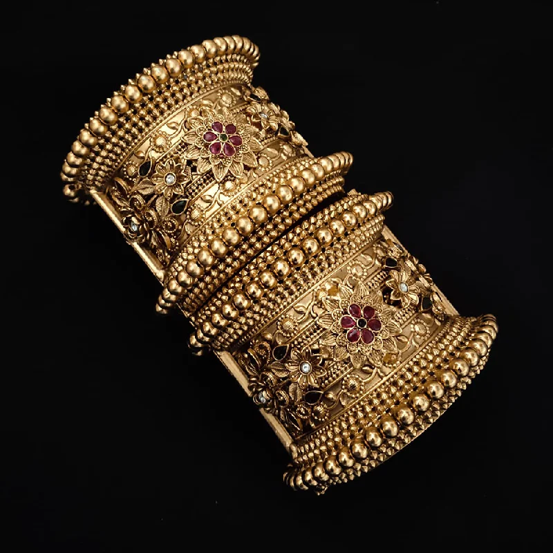Discounted Luxury Jewelry – Shine Without The Splurge Lucentarts Jewellery Gold Plated Kundan Stone Openable Bangles Set Discounted Luxury Jewelry – Shine Without The Splurge Lucentarts Jewellery Gold Plated Kundan Stone Openable Bangles Set