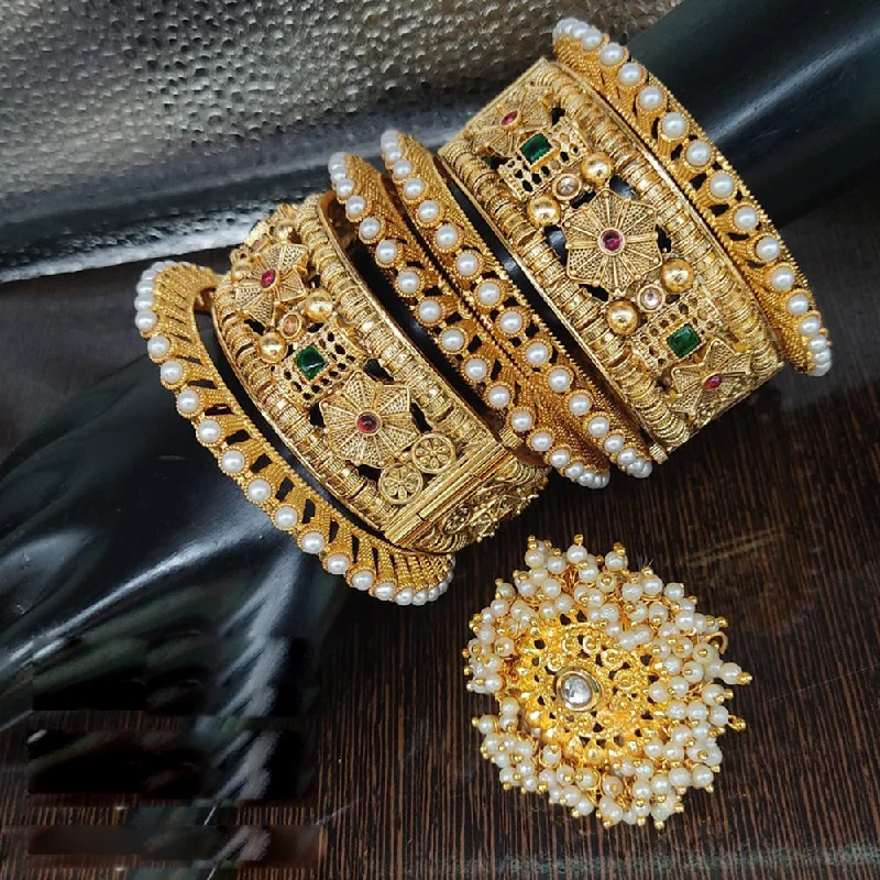 Exclusive Jewelry Bundles At Discounted Rates Lucentarts Jewellery Gold Plated Kundan Stone Openable Bangles Set With Ring Exclusive Jewelry Bundles At Discounted Rates Lucentarts Jewellery Gold Plated Kundan Stone Openable Bangles Set With Ring