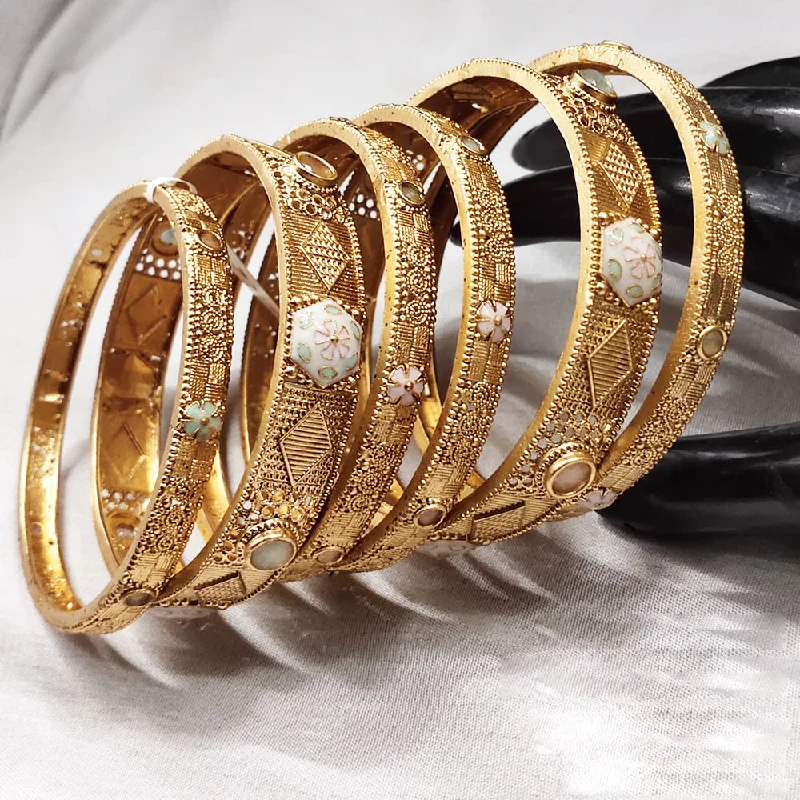 Limited-Stock Jewelry Sale – Once It's Gone, It's Gone Lucentarts Jewellery Gold Plated Meenakari Bangles Set Limited-Stock Jewelry Sale – Once It's Gone, It's Gone Lucentarts Jewellery Gold Plated Meenakari Bangles Set