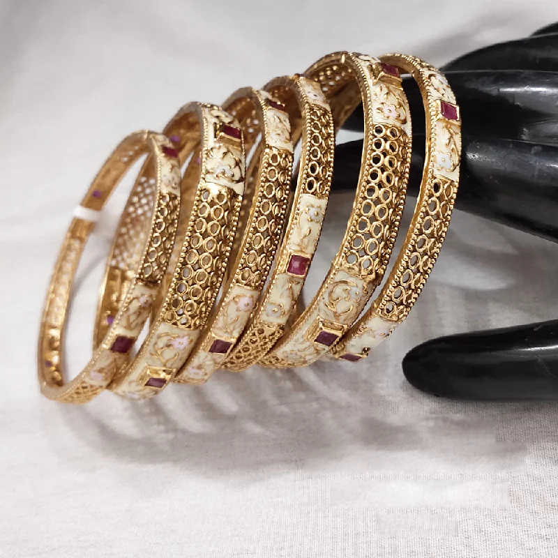 Discounted Jewelry For A Glamorous Look Lucentarts Jewellery Gold Plated Meenakari Bangles Set Discounted Jewelry For A Glamorous Look Lucentarts Jewellery Gold Plated Meenakari Bangles Set