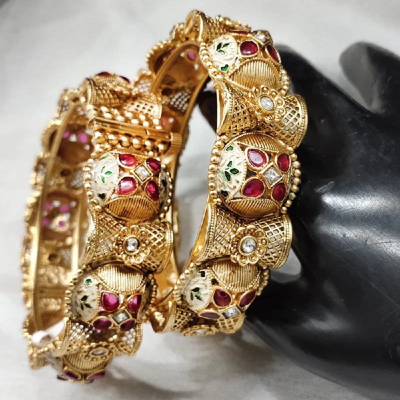 Last Chance To Grab Your Favorite Jewelry At A Discount Lucentarts Jewellery Gold Plated Openable Meenakari Bangles Set Last Chance To Grab Your Favorite Jewelry At A Discount Lucentarts Jewellery Gold Plated Openable Meenakari Bangles Set