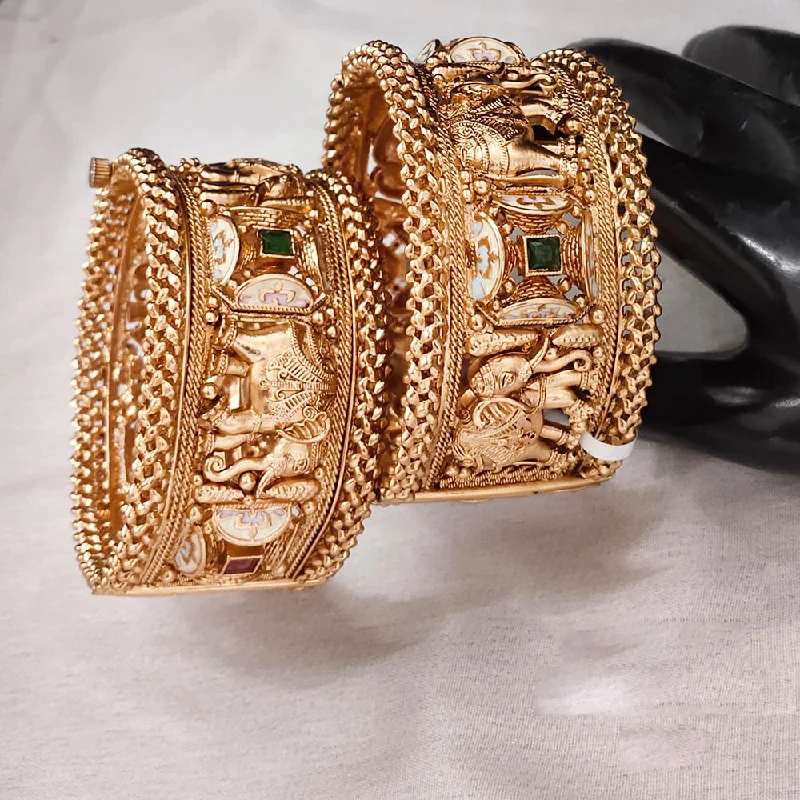Elegant Jewelry Pieces At Unbelievable Prices Lucentarts Jewellery Gold Plated Openable Meenakari Bangles Set Elegant Jewelry Pieces At Unbelievable Prices Lucentarts Jewellery Gold Plated Openable Meenakari Bangles Set