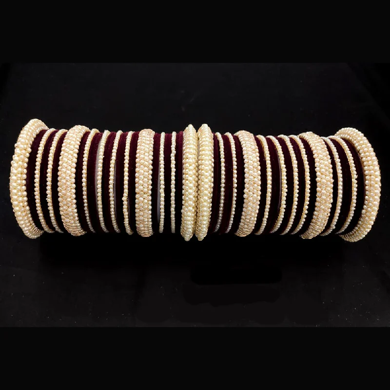 Jewelry Clearance Sale – Final Reductions Lucentarts Jewellery Gold Plated Pearl And Velvet Bangles Set Jewelry Clearance Sale – Final Reductions Lucentarts Jewellery Gold Plated Pearl And Velvet Bangles Set