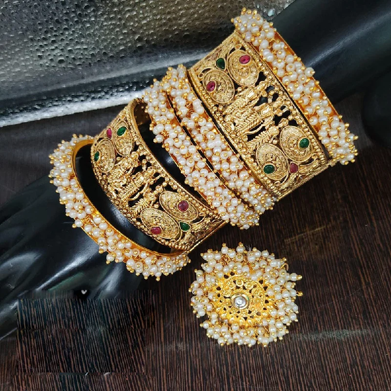 Exclusive Jewelry Sale – Shine For Less Lucentarts Jewellery Gold Plated Pearl Bangle Set With Ring Exclusive Jewelry Sale – Shine For Less Lucentarts Jewellery Gold Plated Pearl Bangle Set With Ring