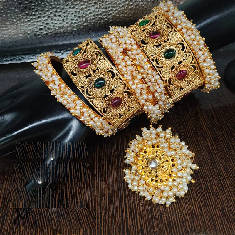 Shop Stylish Jewelry Now And Save Big Lucentarts Jewellery Gold Plated Pearl Bangle Set With Ring Shop Stylish Jewelry Now And Save Big Lucentarts Jewellery Gold Plated Pearl Bangle Set With Ring