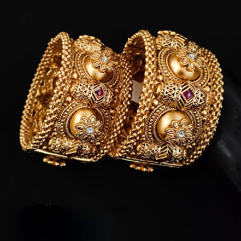 Special Deals On Handcrafted And Designer Jewelry Lucentarts Jewellery Gold Plated Pota Stone Openable Bangles Set Special Deals On Handcrafted And Designer Jewelry Lucentarts Jewellery Gold Plated Pota Stone Openable Bangles Set