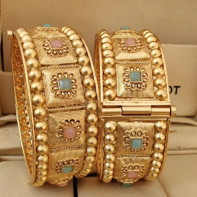 Timeless Elegance Now At Special Discounts Lucentarts Jewellery Gold Plated Pota Stone Openable Bangles Set Timeless Elegance Now At Special Discounts Lucentarts Jewellery Gold Plated Pota Stone Openable Bangles Set