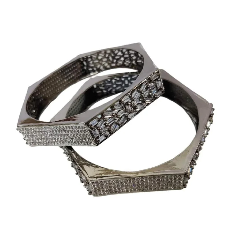 Handcrafted Jewelry Sale – Unique Designs At Low Prices Lucentarts Jewellery Oxidised Plated AD Bangles Set Handcrafted Jewelry Sale – Unique Designs At Low Prices Lucentarts Jewellery Oxidised Plated AD Bangles Set