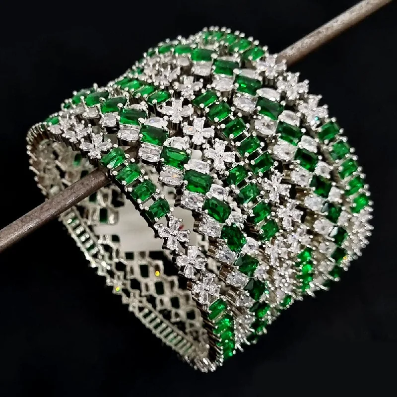 Handcrafted Jewelry Sale – Unique Designs At Low Prices Lucentarts Jewellery Silver Plated AD Bangles Set Handcrafted Jewelry Sale – Unique Designs At Low Prices Lucentarts Jewellery Silver Plated AD Bangles Set