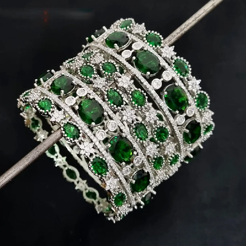 Exclusive Jewelry Offers – Sparkle For Less Lucentarts Jewellery Silver Plated AD Bangles Set Exclusive Jewelry Offers – Sparkle For Less Lucentarts Jewellery Silver Plated AD Bangles Set