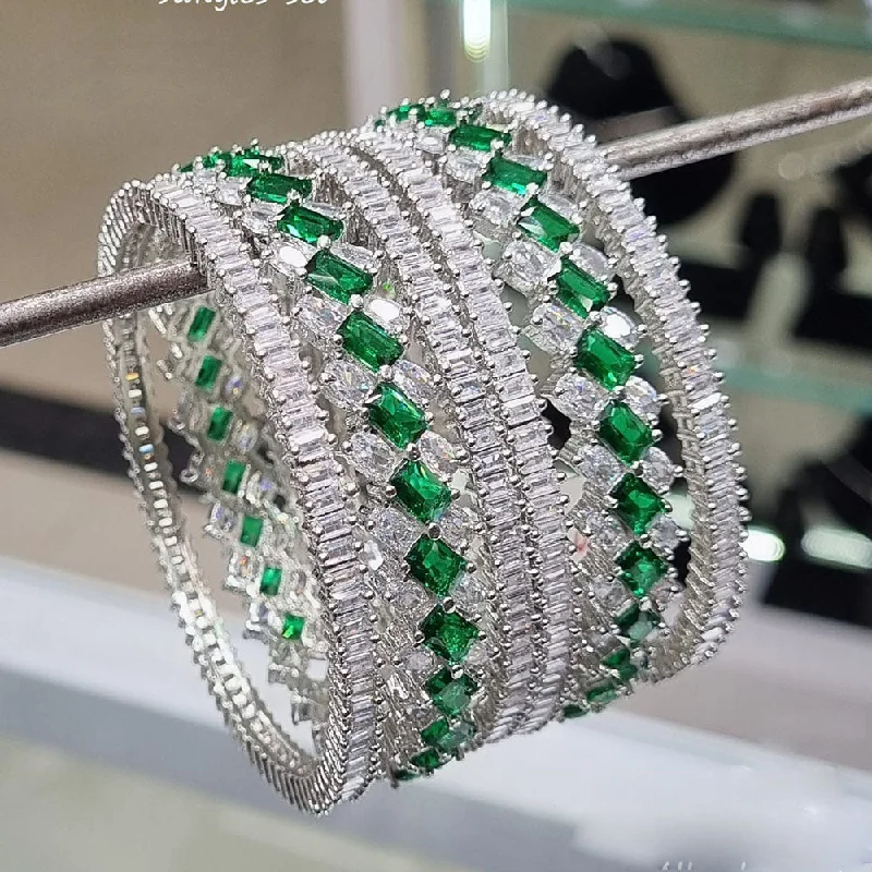 Premium Jewelry Now Available At Special Discounts Lucentarts Jewellery Silver Plated AD Bangles Set Premium Jewelry Now Available At Special Discounts Lucentarts Jewellery Silver Plated AD Bangles Set