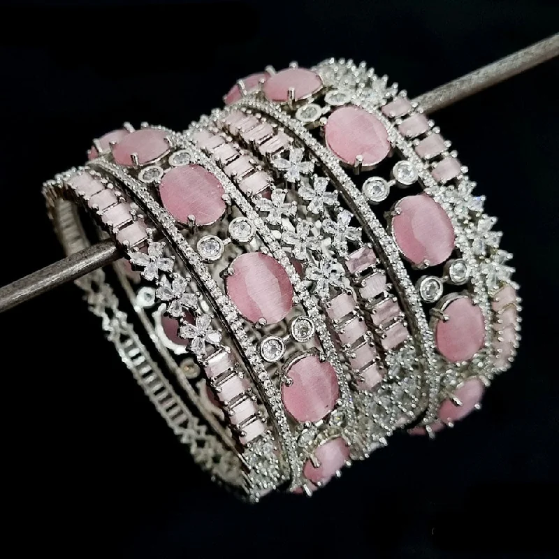 Seasonal Jewelry Deals – Elevate Your Style Lucentarts Jewellery Silver Plated AD Bangles Set Seasonal Jewelry Deals – Elevate Your Style Lucentarts Jewellery Silver Plated AD Bangles Set
