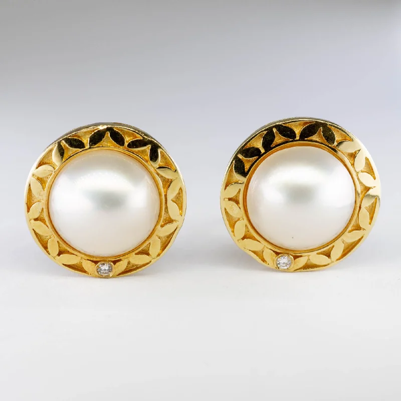 Bestselling Jewelry Now On Sale – Elevate Your Look Mabe Pearl & Diamond Hoop Earrings | 8.00ctw, 0.04ctw |