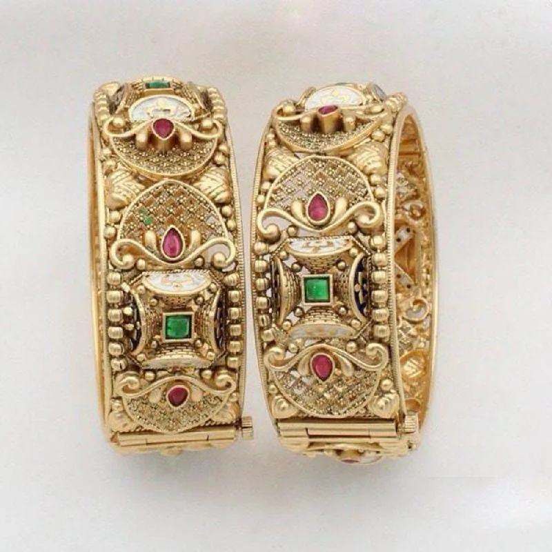 Stunning Statement Jewelry, Unbeatable Discounts Manisha Jewellery Gold Plated Pota Openable Bangles Set Stunning Statement Jewelry, Unbeatable Discounts Manisha Jewellery Gold Plated Pota Openable Bangles Set