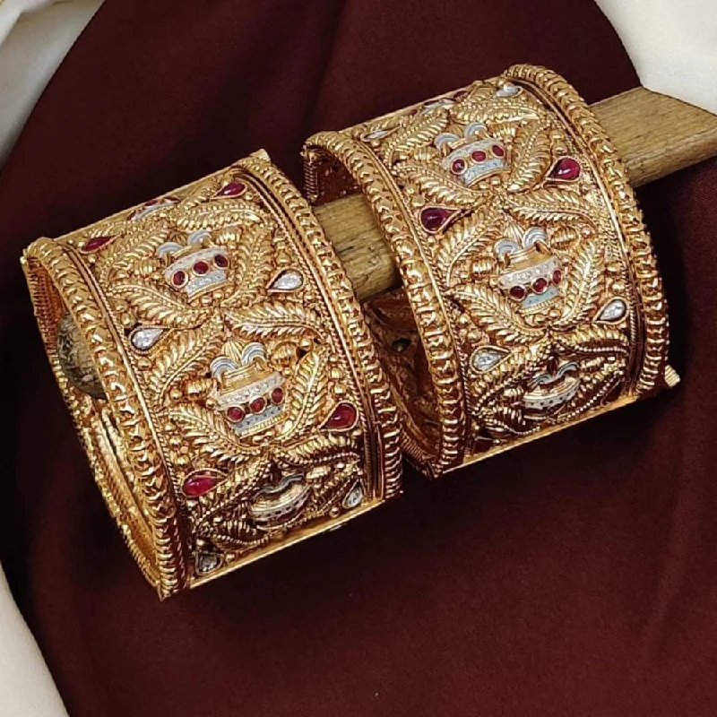 Grab Stylish Jewelry Before The Sale Ends Manisha Jewellery Gold Plated Pota Stone And Meenakari Openable Bangles Set Grab Stylish Jewelry Before The Sale Ends Manisha Jewellery Gold Plated Pota Stone And Meenakari Openable Bangles Set