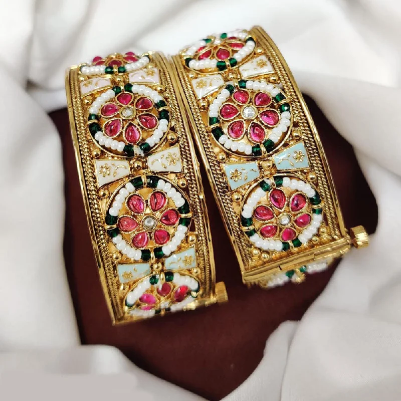 Bestselling Jewelry At Special Promotional Rates Manisha Jewellery Gold Plated Pota Stone Openable Bangle Set Bestselling Jewelry At Special Promotional Rates Manisha Jewellery Gold Plated Pota Stone Openable Bangle Set