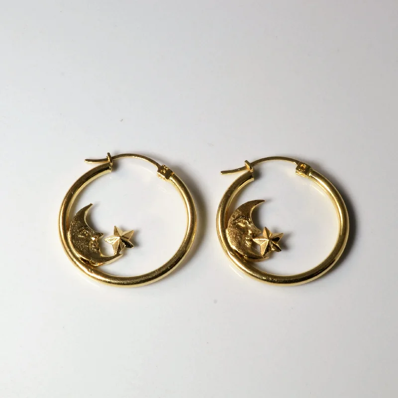 Don't Miss Out On Jaw-Dropping Jewelry Discounts Moon & Star Gold Hoop Earrings |