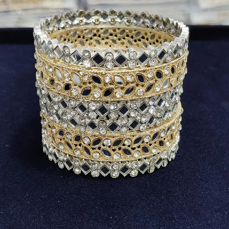 Delicate Crystal Jewelry For Sophisticated Charm Pooja Bangles 2 Tone Plated Mirror Bangles Set Delicate Crystal Jewelry For Sophisticated Charm Pooja Bangles 2 Tone Plated Mirror Bangles Set