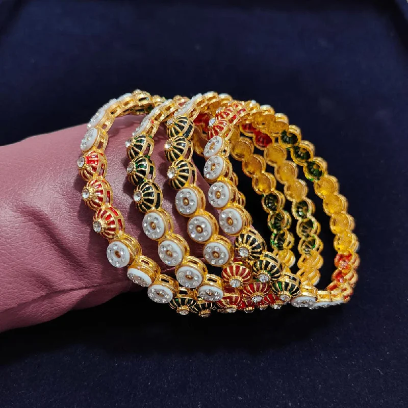 Premium Jewelry, Premium Discounts – Act Fast Pooja Bangles Gold Plated Austrian Stone And Meenakari Bangles Set Premium Jewelry, Premium Discounts – Act Fast Pooja Bangles Gold Plated Austrian Stone And Meenakari Bangles Set