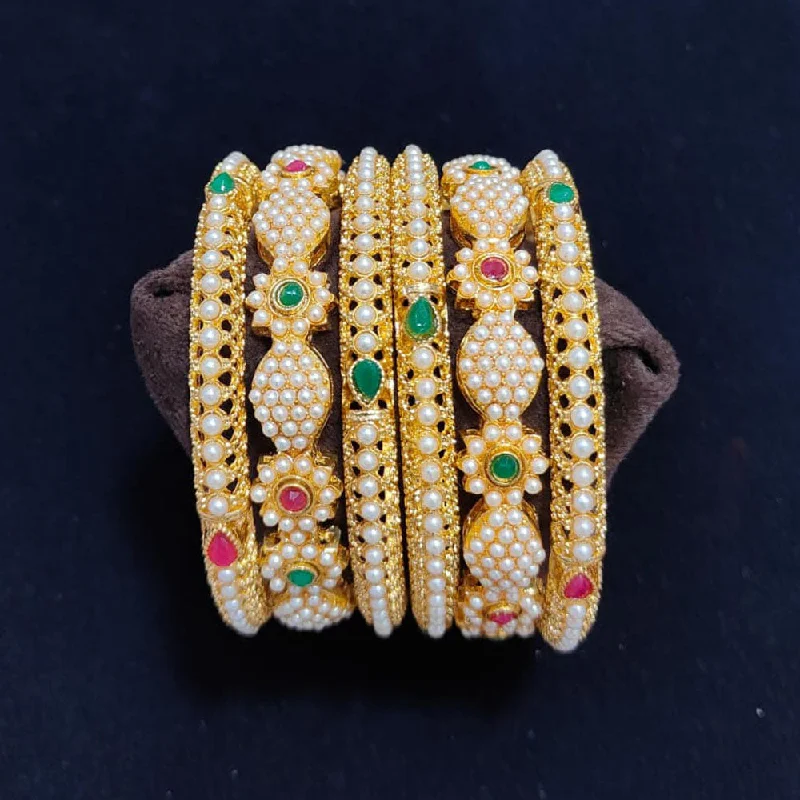 Buy More, Save More On Stunning Jewelry Pieces Pooja Bangles Gold Plated Pearls Bangles Set Buy More, Save More On Stunning Jewelry Pieces Pooja Bangles Gold Plated Pearls Bangles Set