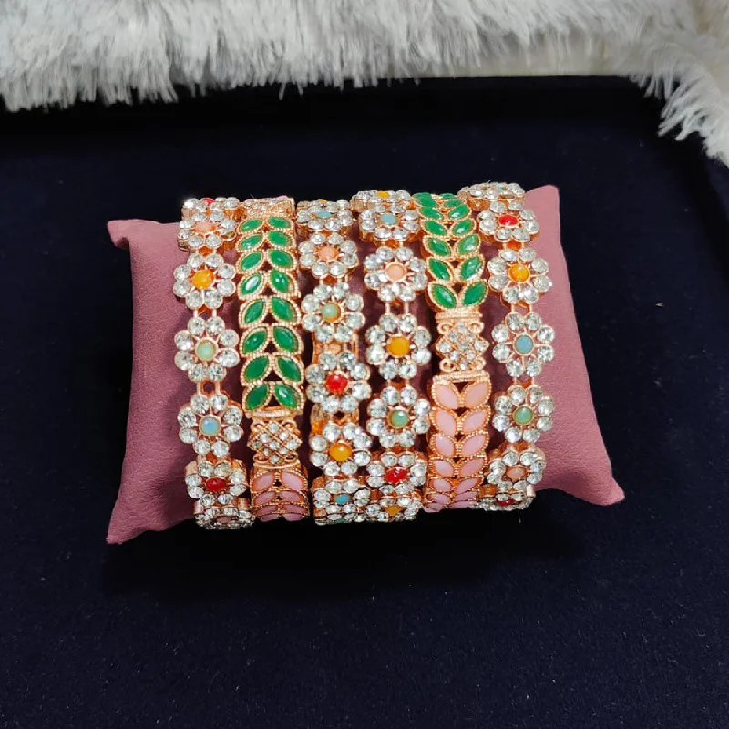 Personalized Engraved Jewelry For Meaningful Gifts Pooja Bangles Rose Gold Plated Austrian Stone Bangles Set Personalized Engraved Jewelry For Meaningful Gifts Pooja Bangles Rose Gold Plated Austrian Stone Bangles Set
