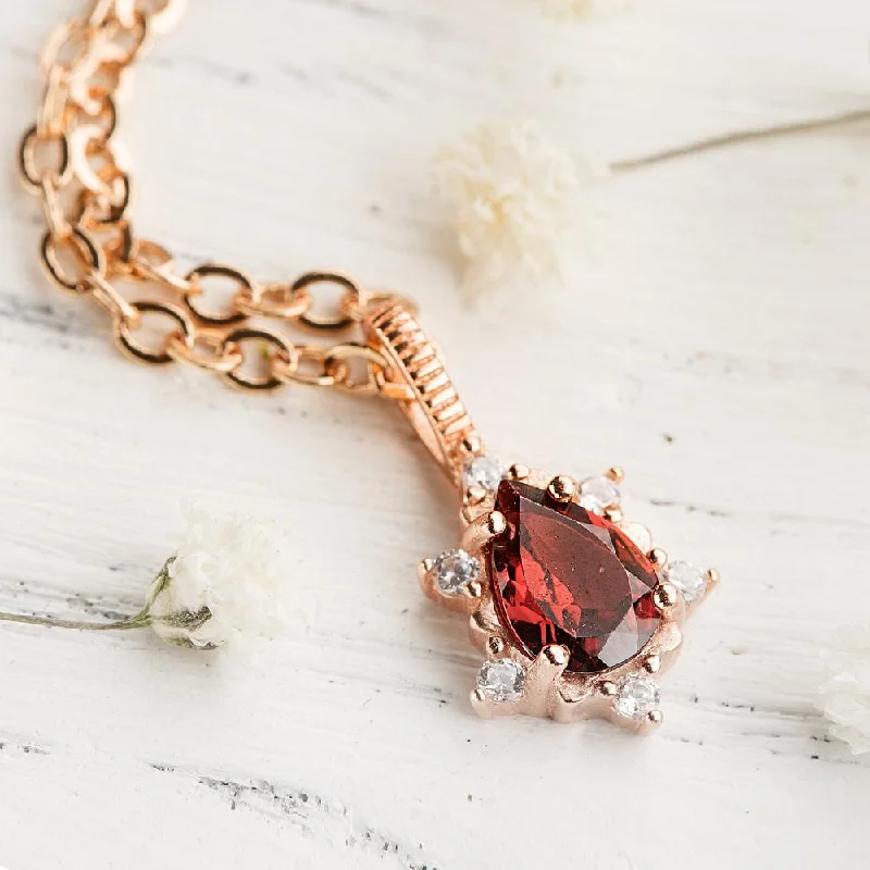 Elegant Jewelry Styles At Budget-Friendly Prices Precious Garnet Teardrop Necklace