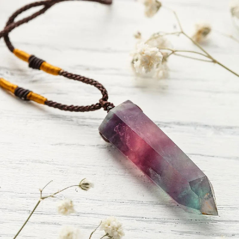 Exclusive Online Discounts On Stylish Jewelry Pure Crystal Fluorite Wand Necklace