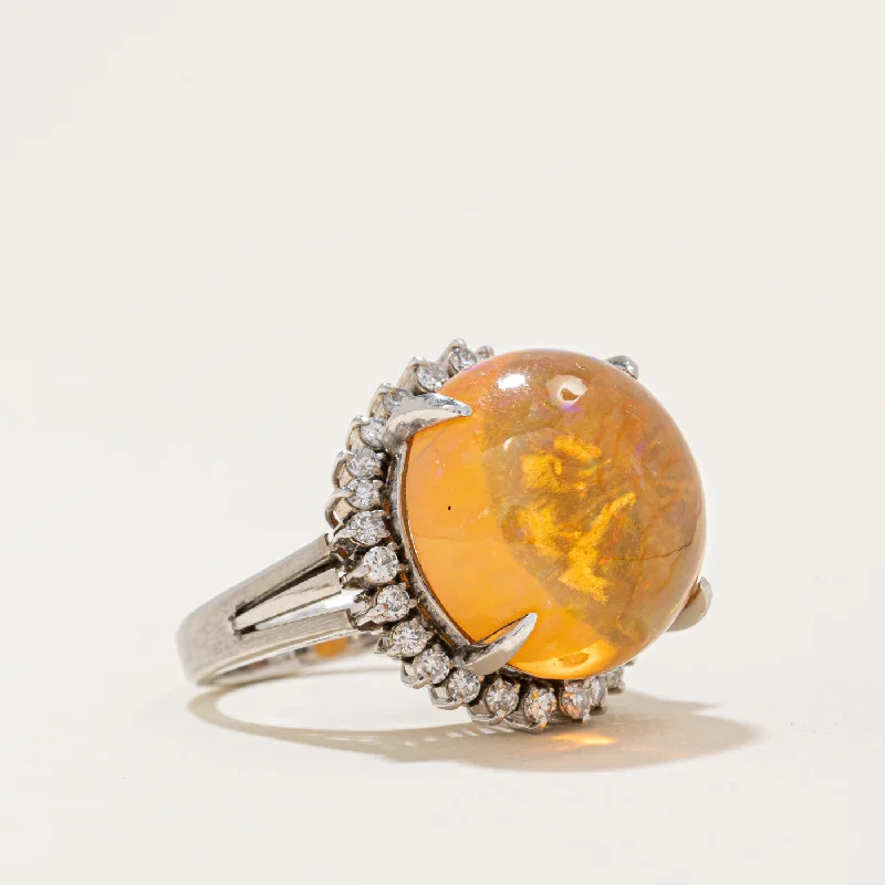 Once-A-Year Jewelry Deals – Shop Before They’Re Gone Fire Opal & Diamond Halo Cocktail Ring | 12.30ct, 0.59ctw | SZ 5.25 |