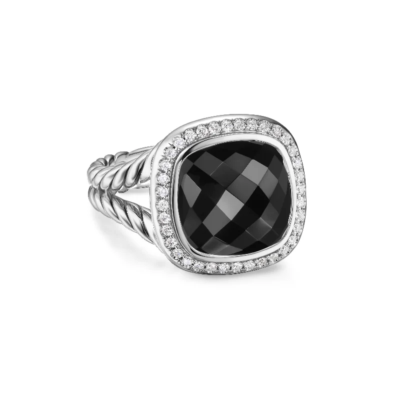 Celebrate Every Occasion With Sparkling Savings Albion® Ring in Sterling Silver with Black Onyx and Diamonds\, 11mm Celebrate Every Occasion With Sparkling Savings Albion® Ring in Sterling Silver with Black Onyx and Diamonds\, 11mm