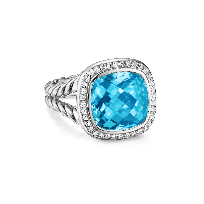 Huge Savings On Premium Jewelry Styles Albion® Ring in Sterling Silver with Blue Topaz and Diamonds\, 11mm Huge Savings On Premium Jewelry Styles Albion® Ring in Sterling Silver with Blue Topaz and Diamonds\, 11mm