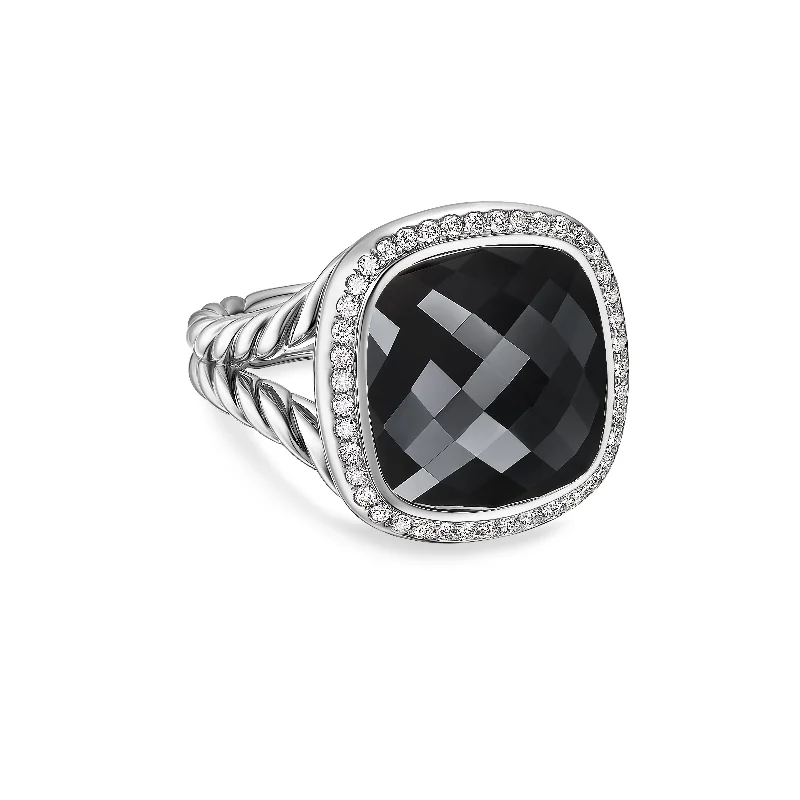 Elevate Your Outfit With Discounted Statement Jewelry Albion® Ring in Sterling Silver with Black Onyx and Diamonds\, 15mm Elevate Your Outfit With Discounted Statement Jewelry Albion® Ring in Sterling Silver with Black Onyx and Diamonds\, 15mm