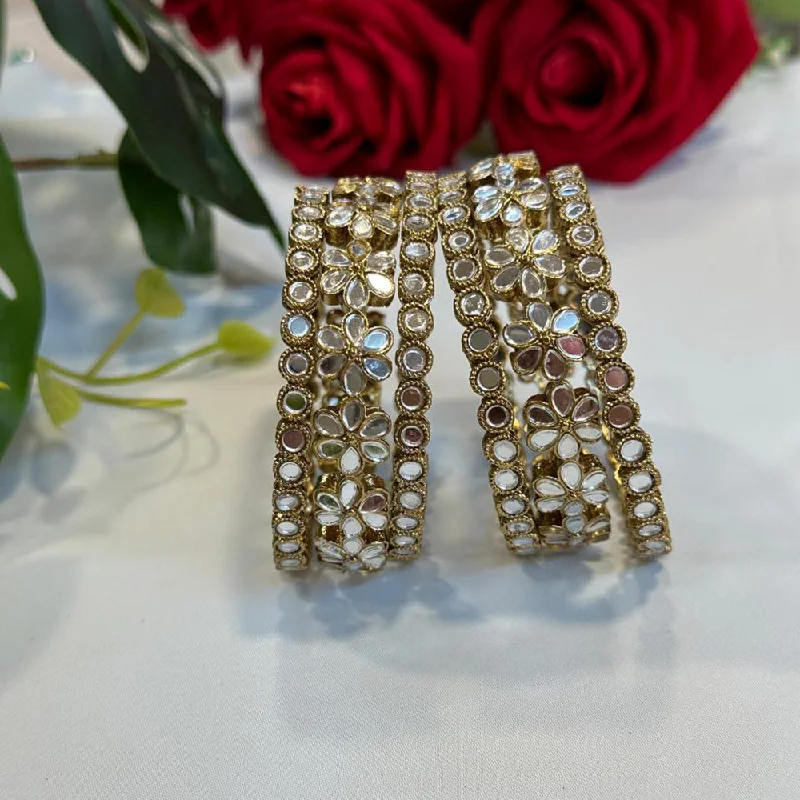 Stunning Jewelry At A Fraction Of The Price Raddhi Jewels Premium Quality Floral Design Set of 6 Kundan Chuda Bangles For Women/Girls