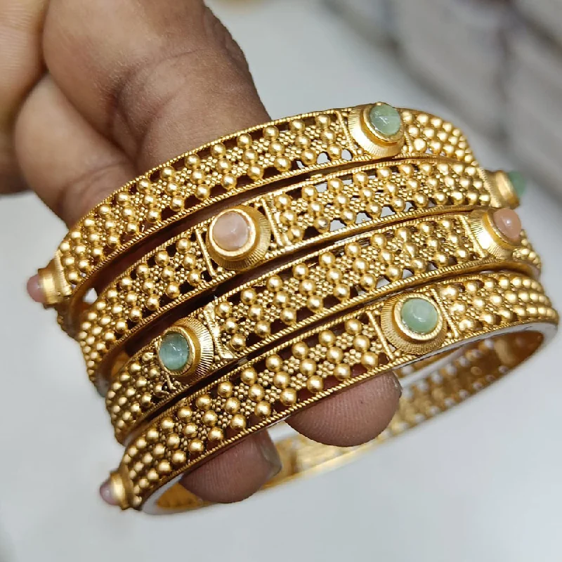 Buy More, Save More On Stunning Jewelry Designs Rani Sati Jewels Gold Plated Monalisa Stone Bangles Set Buy More, Save More On Stunning Jewelry Designs Rani Sati Jewels Gold Plated Monalisa Stone Bangles Set