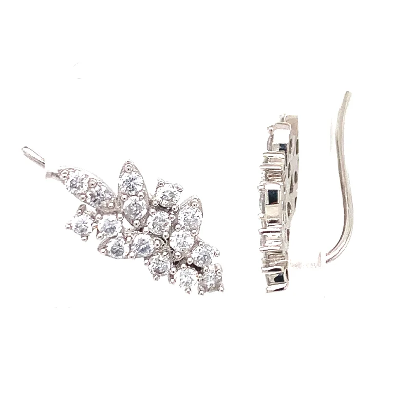 Handcrafted Jewelry Sale – Unique Designs At Low Prices 14K White Gold Diamond Climber Earrings