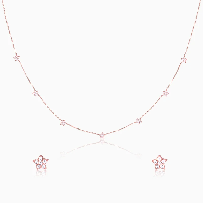 Exclusive Jewelry Offers – Shine For Less Rose Gold Star Constellation Necklace & Earrings Set