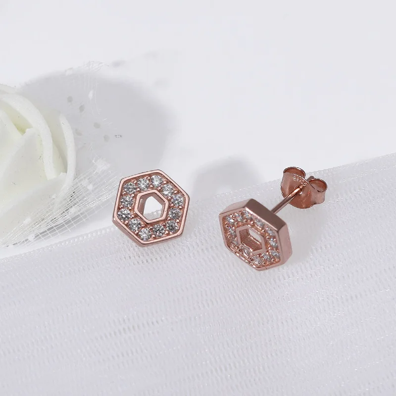 Exclusive Jewelry Discounts – Shop Now For Savings Rose Gold Hexagon Geometry Earrings