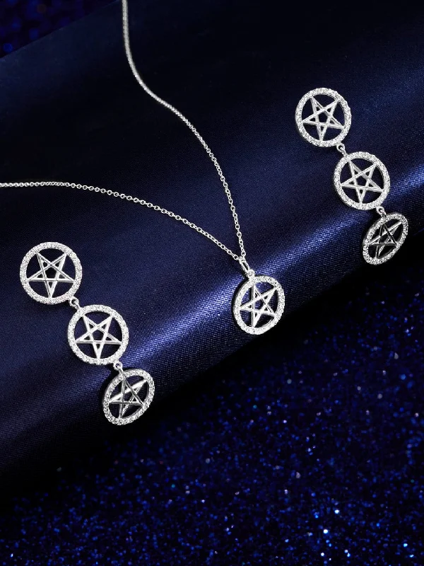 Dainty And Elegant Jewelry Now At Reduced Prices Rubans 925 Silver Shine As A Star Pendant Necklace Set.