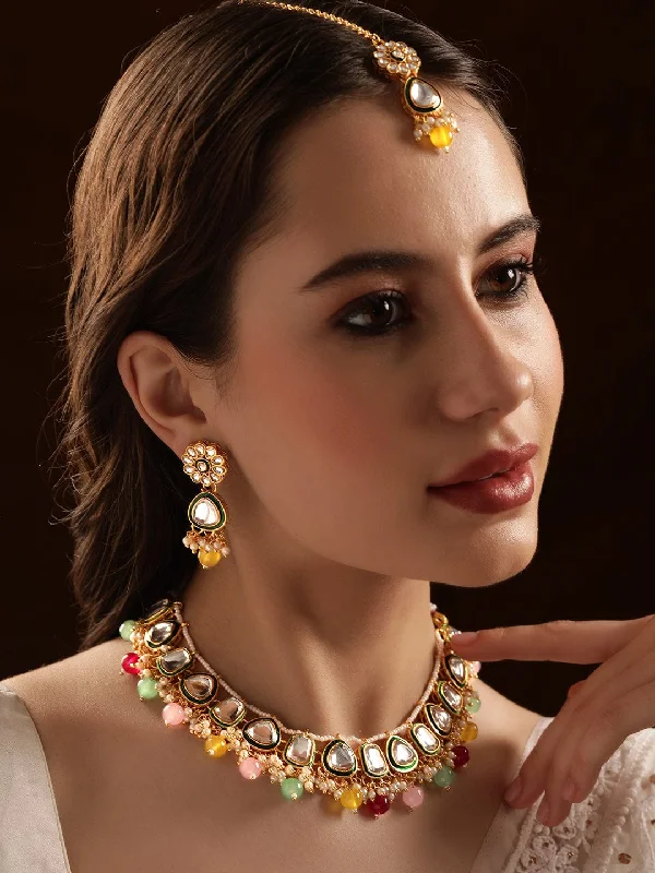 Jewelry Deals That Sparkle – Shop Today Rubans Kundan Jewellery Set with Multicoloured Beads