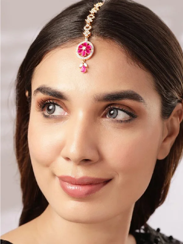 Best Jewelry Sale Prices – Limited-Time Offer Rubans Rose Gold Plated Zircon Stone Studded Mangtika