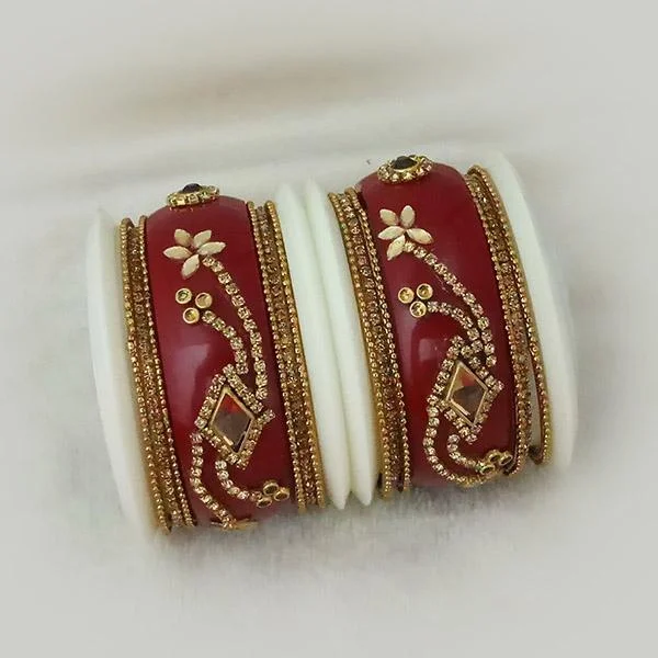 Grab Exquisite Jewelry At The Lowest Prices Sejal Gold Plated Maroon Austrian Stone Bangle Set - 1403745_2.4 Grab Exquisite Jewelry At The Lowest Prices Sejal Gold Plated Maroon Austrian Stone Bangle Set - 1403745_2.4