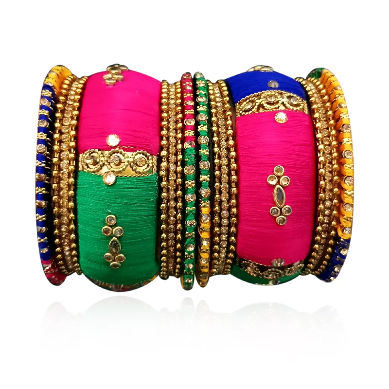 Sejal Pink Color Austrian Stone Bangle Set  - 1403706