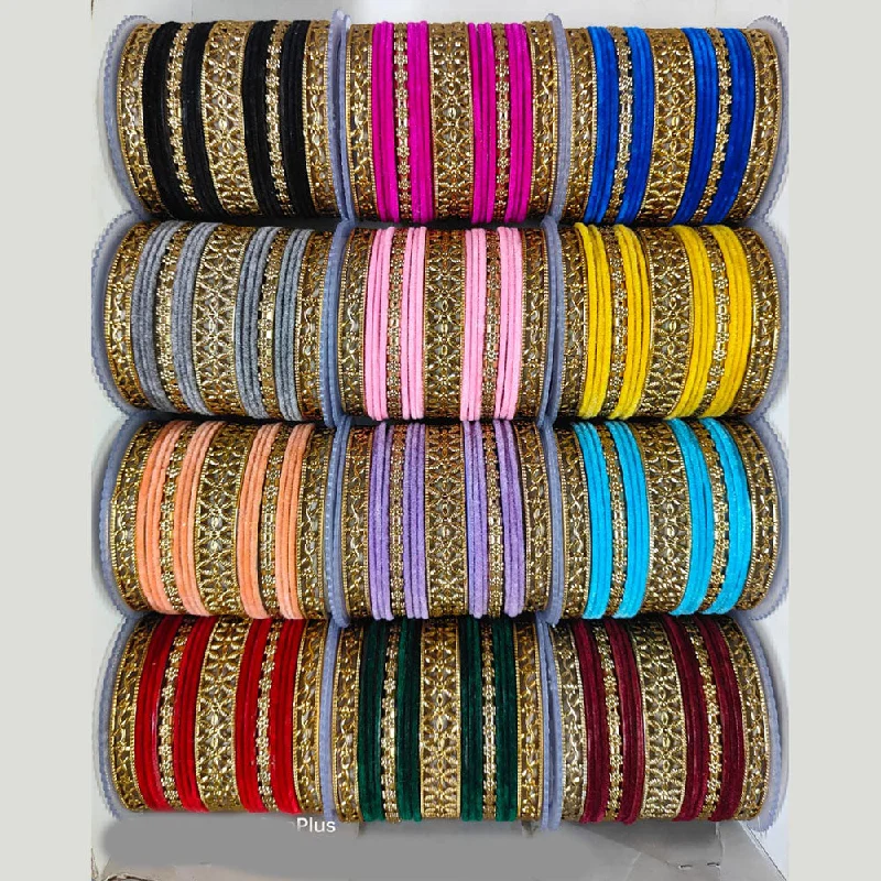 Flash Jewelry Sale – Get Stunning Pieces At Low Prices Shree Asha Bangles Gold Plated Velvet Bangles Set (Assorted Color)