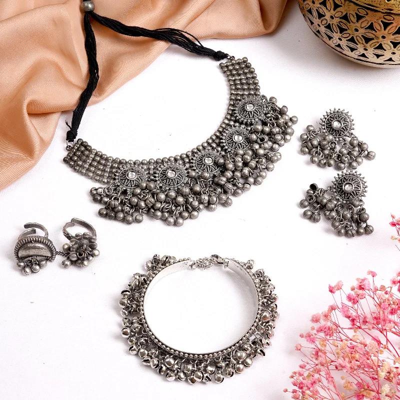 Don't Miss Our Biggest Jewelry Sale Of The Season Teejh Kalya Silver Oxidised Jewelry Gift Set