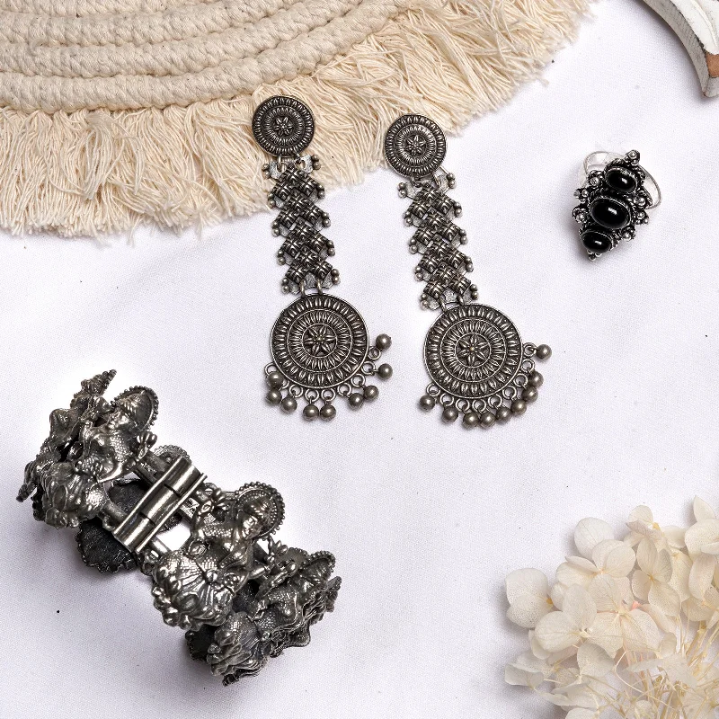 Jewelry Clearance – Final Chance To Save Big Teejh Karka Silver Oxidised Jewlry Gift Set