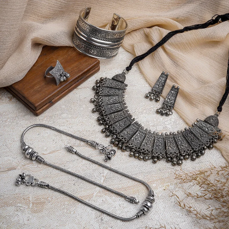 Must-Have Jewelry Pieces At Reduced Prices Teejh Kushaya Silver Oxidised Jewelry Gift Set