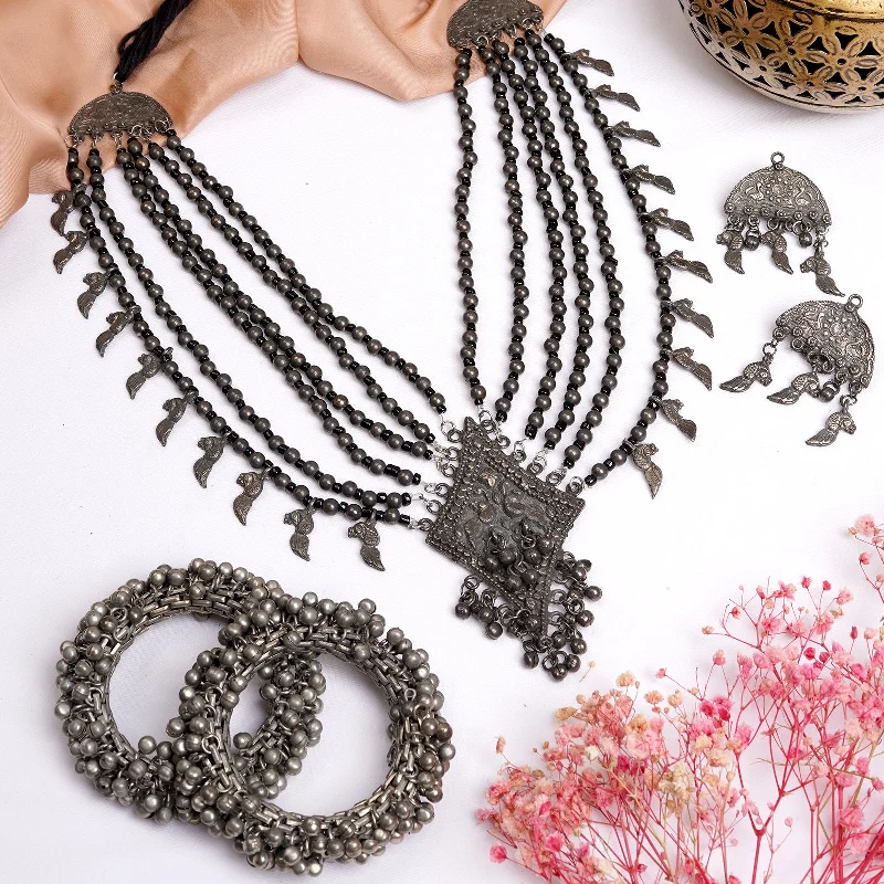 Huge Savings On Timeless Jewelry Collections Teejh  Mugol Silver Oxidised Jewelry Gift Set