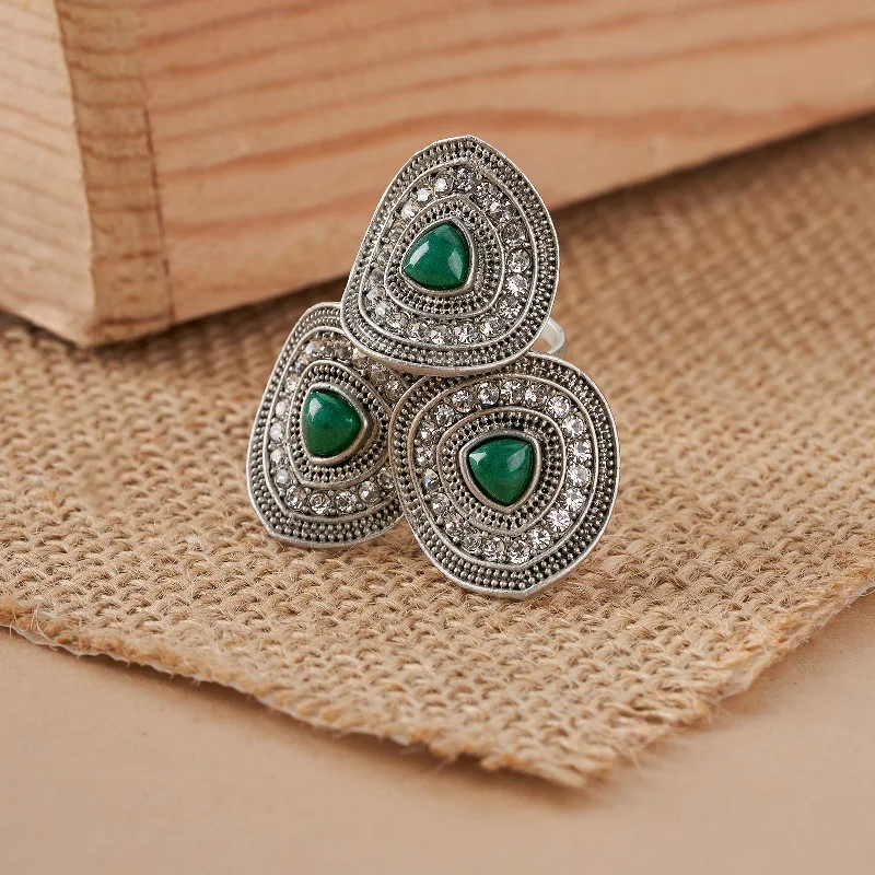 Huge Markdowns On Premium Jewelry Styles Teejh Padmavathi Silver Green Ring