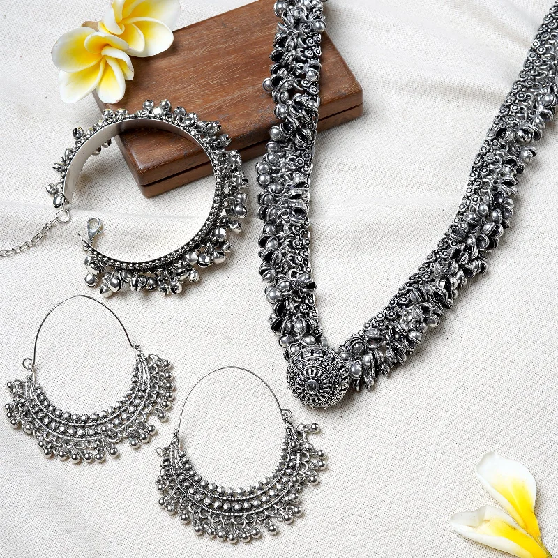 Glamorous Jewelry, Glamorous Deals – Shop Now Teejh Pankaja Silver Oxidised Jewelry Gift Set