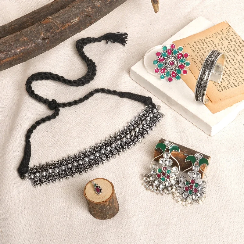 High-End Sparkle, Low-End Prices – Jewelry Sale Live Teejh Pattadakal Oxidised Silver Jewellery Gift Set